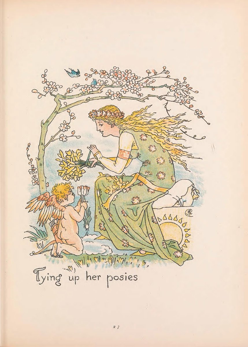 'Tying up her posies' from Legends for Lionel by Walter Crane, 1887