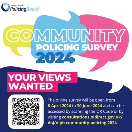 The Community Policing Survey 2024 has launched! Scan the QR code to complete, or visit bit.ly/4aR1lBfto find out more.