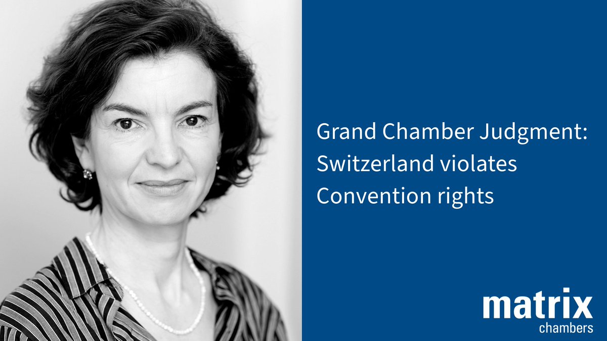 MatrixChambers's tweet photo. ECHR determined that the Swiss Government had breached several European Convention on Human Rights provisions.

Jessica Simor KC was instructed by the Association of Swiss Climate Senior Women and represented more than 2000 retired Swiss women. 
https://t.co/b7yjUqc1Ir @JMPSimor https://t.co/WqDtzZARLp