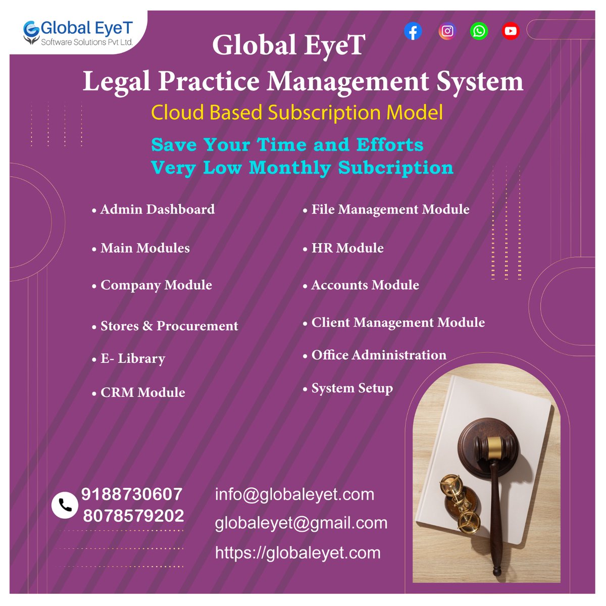 GlobalEyet's tweet photo. Unlock efficiency, streamline workflows, and stay ahead of the legal curve with our state-of-the-art Legal Practice Management Software! 
Say goodbye to paperwork woes and hello to a smarter legal practice!  #LegalTech #PracticeManagement #LawyersInTech #EfficiencyMatters https://t.co/dyTVPUMnIa