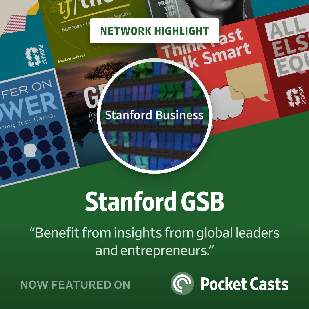 'Stanford Business shares insights from faculty, alumni, and other experts on a wide range of topics relevant to professionals, businesses, and society.' Check out shows from @StanfordGSB in our new Network Highlight in Discover! lists.pocketcasts.com/stanford-gsb-2…