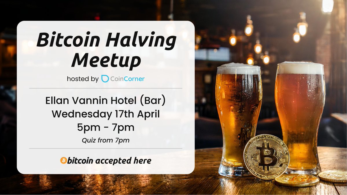 Molly Spiers (@coincornermolly) on Twitter photo Isle of Man Bitcoiners 🇮🇲
Join me and the <a href="/CoinCorner/">CoinCorner</a> team next Wednesday for a #Bitcoin Halving Meetup 🍻
There will be a quiz, food and a very special guest... <a href="/JoeNakamoto/">Joe Nakamoto ⚡️</a>!
Hope to see you there 🧡 Isle of Man Bitcoiners 🇮🇲
Join me and the <a href="/CoinCorner/">CoinCorner</a> team next Wednesday for a #Bitcoin Halving Meetup 🍻
There will be a quiz, food and a very special guest... <a href="/JoeNakamoto/">Joe Nakamoto ⚡️</a>!
Hope to see you there 🧡