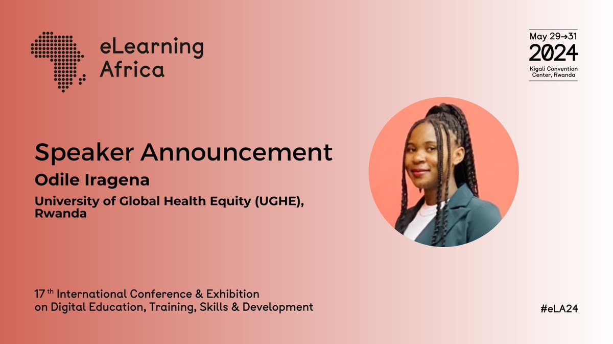 Odile Iragena will lead a knowledge exchange session on “Success Stories in eLearning from an African Medical School” at eLearning Africa 2024. Join us for this insightful session and register now: elearning-africa.com/conference2024… #ela24