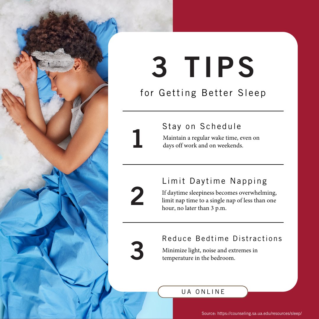 Many students experience difficulties in getting a good night's sleep due to external or internal factors. Here are some tips you can implement that may help in developing a better sleep routine. Because, a well-rested mind can lead to a more attentive student.