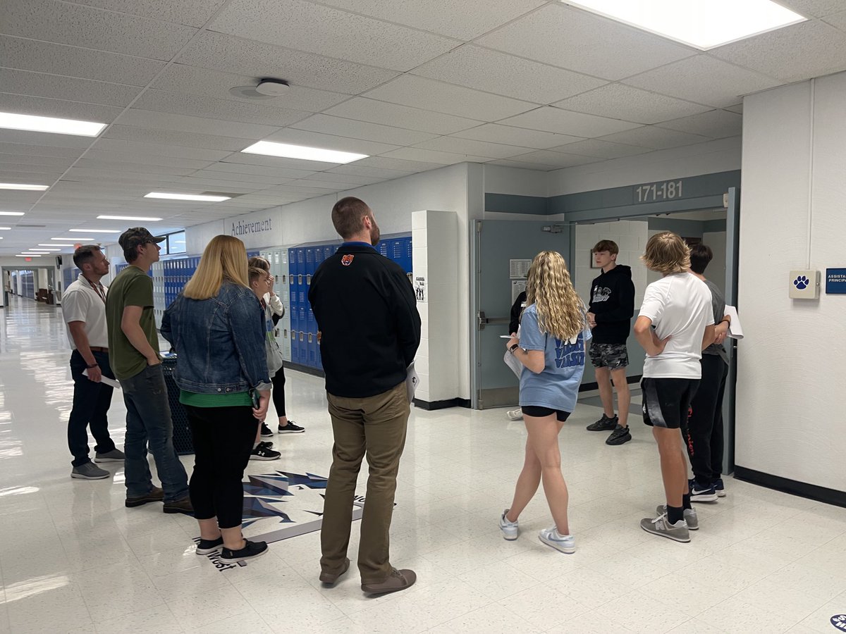 NHS students hosting LIM tours with visitors from Wentzville. Super excited to collaborate!!! #LeaderInMe