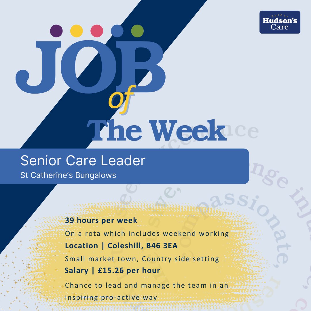 Our #joboftheweek is a Senior Care Leader for St Catherine's Bungalows where we provide person centred care to 16 residents with learning, physical and sensory disabilities. As Senior Care Leader you will lead and manage a team and inspire them to provide person centred care.