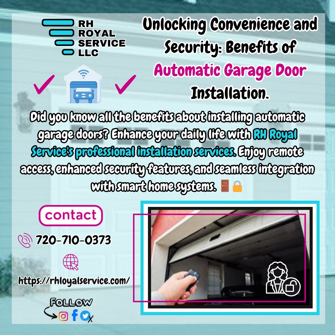 rh_royalservice's tweet photo. Discover the perks of automatic garage doors!🚪🔒 Upgrade with RH Royal Service for remote access, enhanced security, and seamless smart home integration. Elevate convenience and safety today!
#GarageDoorUpgrade #ConvenienceAndSecurity #CustomerFirst #RHRoyalService #DenverHomes https://t.co/p2uDqCMYM0