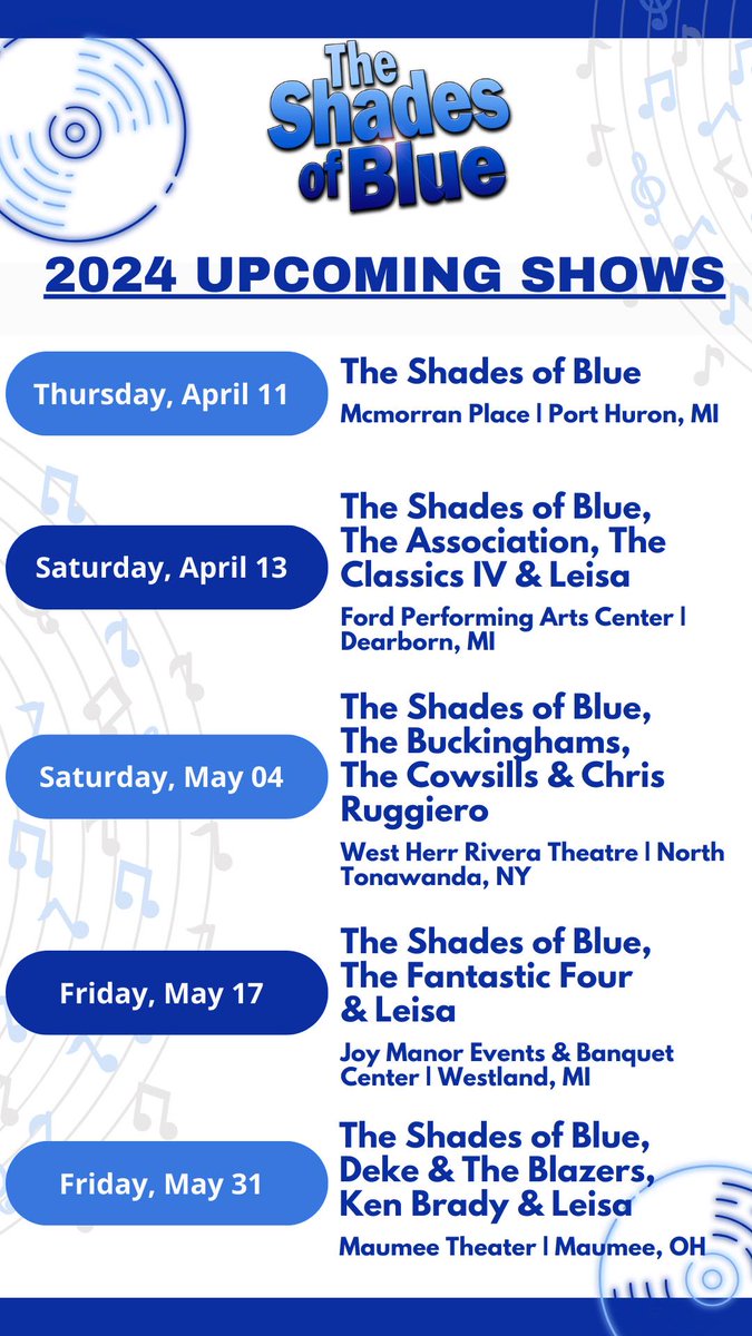 Upcoming shows playing bass with The Shades of Blue! @ghsstrings @ClassicMotown @BassPlayerWeb @BassMagOnline @FBPO @bassplayersunited @MichaelKellyGtr @Local4News @freep #bassist #bassplayer #Detroit #FYP