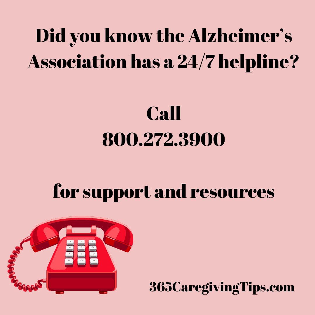Whether your loved one is newly diagnosed with dementia or Alzheimer's or you have been dealing with it for a long time, @alzassociation has a 24/7 helpline staffed with experts who can offer support and resources. #caregiving #dementia #alzheimers