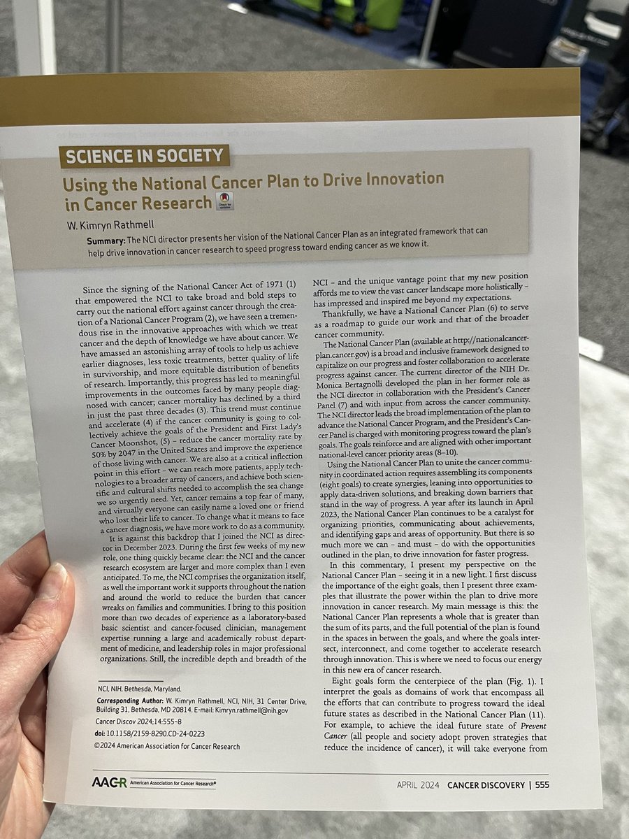 You can pick up a print copy of @NCIDirector’s @CD_AACR commentary at #AACR24 at the @AACR Journals Booth (#4043)!