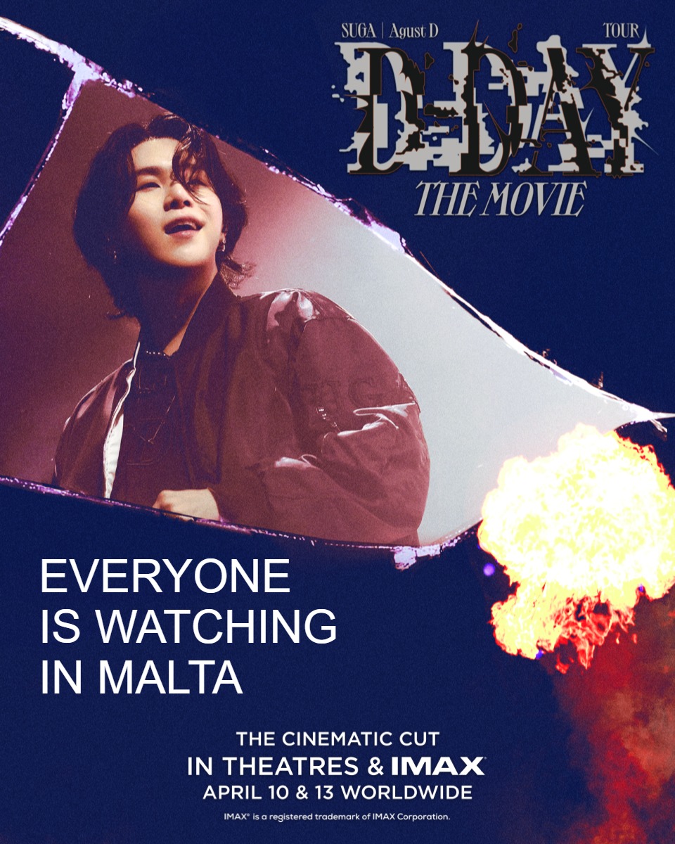 Everyone is watching SUGA | Agust D TOUR ‘D-DAY’ THE MOVIE in Malta 🤩

Book your tickets for this amazing concert film, screening on April 10, 13 &amp; 14 only at the Eden Cinemas 🎫 edencinemas.com.mt

Make your own Digital Collector’s Card here: sugathemovie.com/collectorscard
