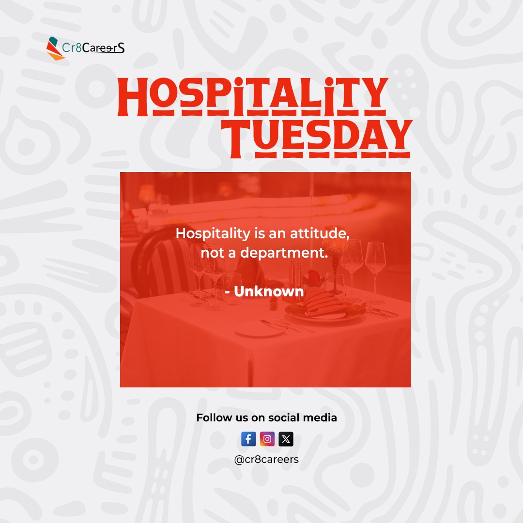 Did you know? Hospitality is more than just a department! It's about creating a welcoming experience for everyone we meet. #morethanaservice #hospitalitydesign #hospitalityindustry #cr8careers #hospitalitymanagement #hospitalitylife