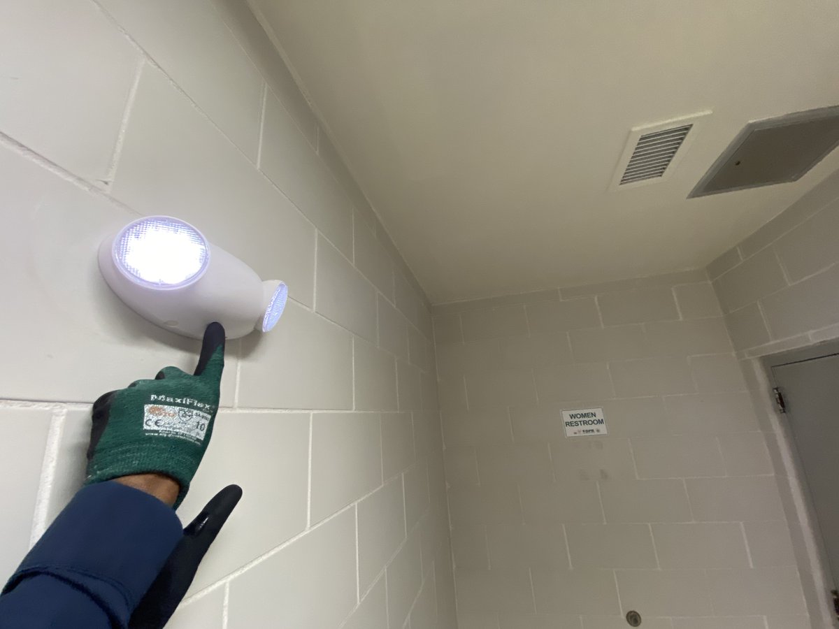 If emergency lights need to be replaced, no worries—our electricians are addressing lighting repairs across more than 680+ facilities, including DPR sites. Our teams are working hard to ensure community spaces are ready for summer! 📍Turkey Thicket Pool #DGSAtWork