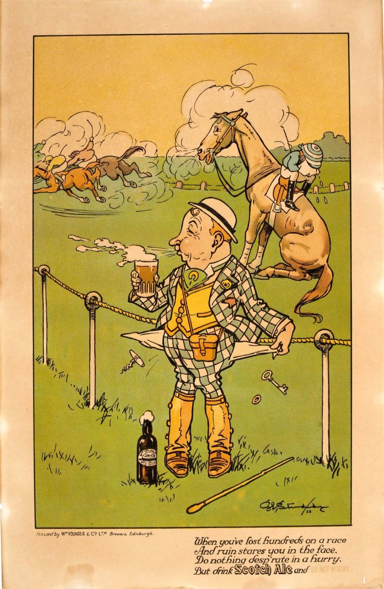 #LotOfTheDay *Next Saturday!* 20 April Sale — View catalogue and bid now: antikbarauctions.com/catalogue/lot/… Lot 35: 'When you’ve lost hundreds on a race...drink Scotch Ale and do not worry' #AntikBar #VintagePoster #Auction #Horse #Racing #GrandNational Links/info antikbar.co.uk/antikbar-aucti…