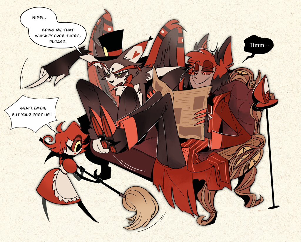 xixixixi1037's tweet photo. Cleaning Time🧹

#HazbinHotel #HazbinHotelFanart https://t.co/4ssJ43WSNr