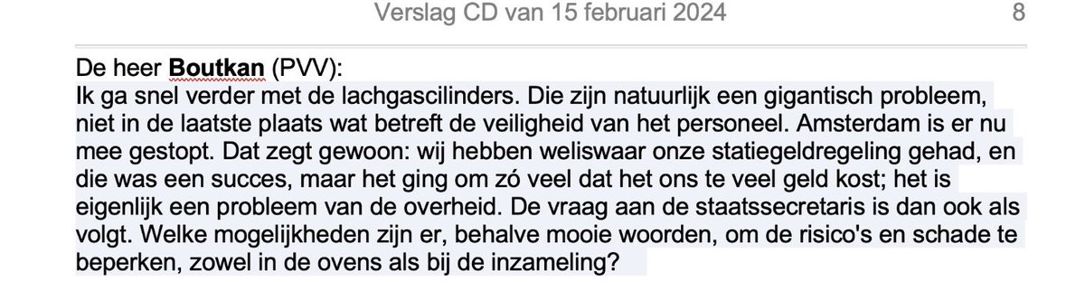 Concreet voorstel voor het probleem van ontploffende lachgascilinders (gevaarlijk voor medewerkers, kostbaar voor belastingbetaler) weggestemd door PVV. Ze waren medeverantwoordelijk voor het probleem, zien de problemen, leveren geen eigen oplossing, maar blokkeren wel de onze…