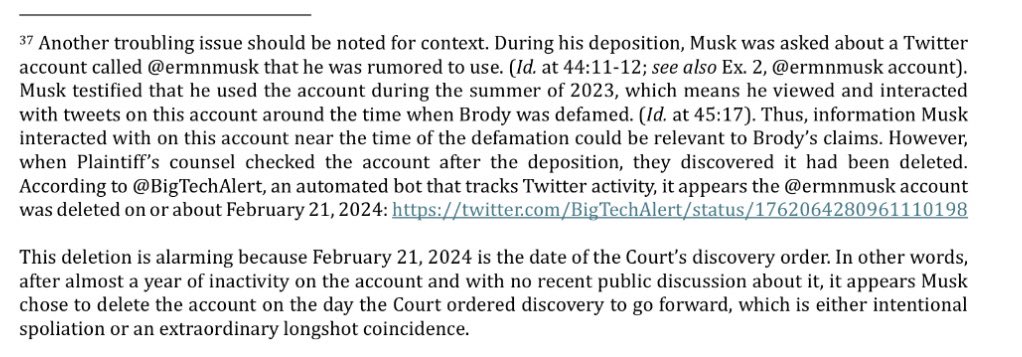 Interesting footnote in the sanctions motion against Musk’s attorney Alex Spiro. plainsite.org/dockets/downlo…