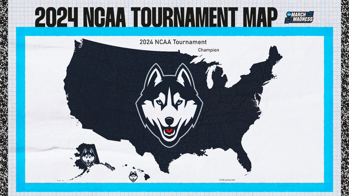 #MarchMadness #NationalChampionship Map! 🗺

Each county is assigned the closest remaining team 😎

(via @jloose128, @redditCBB)