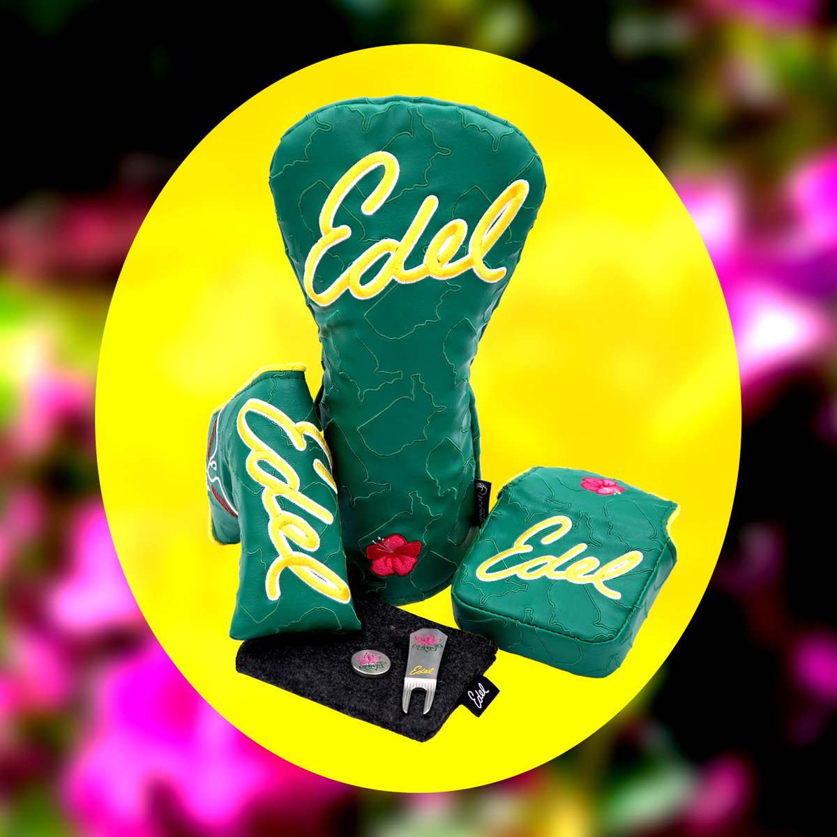 The week we've all been waiting for is finally here! Celebrate the year's first major with our Limited Azalea Collection! Dropping on the Workbench TODAY, 4.9.24, at 9am MT. Shop 🌺 loom.ly/EYS2_0g #teamedel #edelgolf #golf #gear #headcover #limited #azalea #major