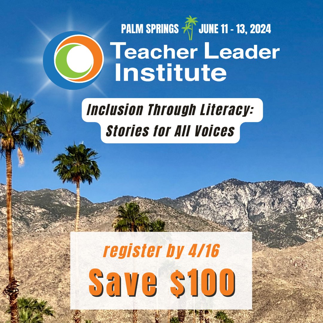 Final week to register for the Teacher Leader Institute at early bird rates! We can't wait to explore inclusion through literacy with you in Palm Springs. Get details at readingrecovery.org/teacher-leader…