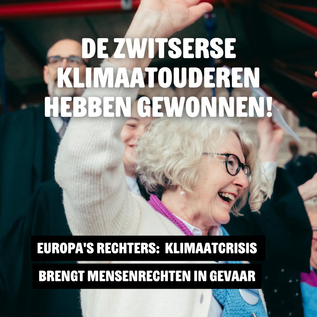 ⚠️BREAKING: Zwitserse klimaatouderen winnen! Europa's hoogste rechters zeggen: de klimaatcrisis brengt #mensenrechten in gevaar. De Zwitserse overheid moet mensenrechten beschermen! 🎉 #Klimaatzaak #rechtszaak #Zwitserland