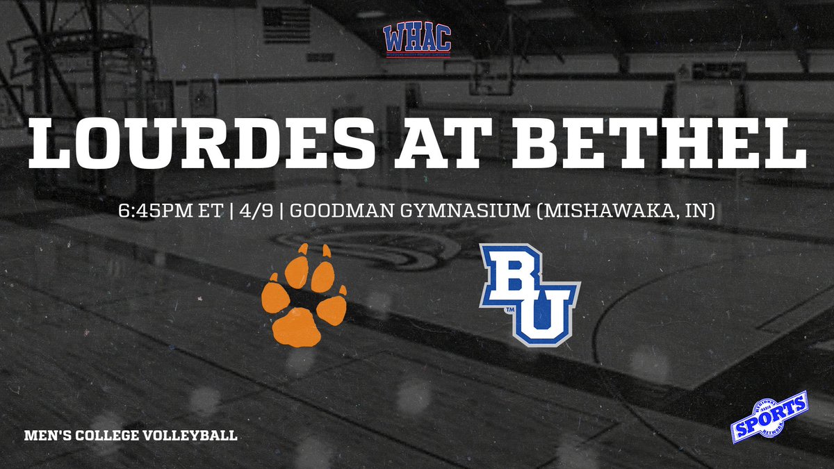 In men's college volleyball tonight, the Bethel Pilots host the Lourdes Gray Wolves in a WHAC conference match! Join Paul Condry and Sarah McFarland-Hendricks at 6:45PM ET for pregame coverage from Goodman Gymnasium on the Bethel Pilots Sports Network and rrsn.com!