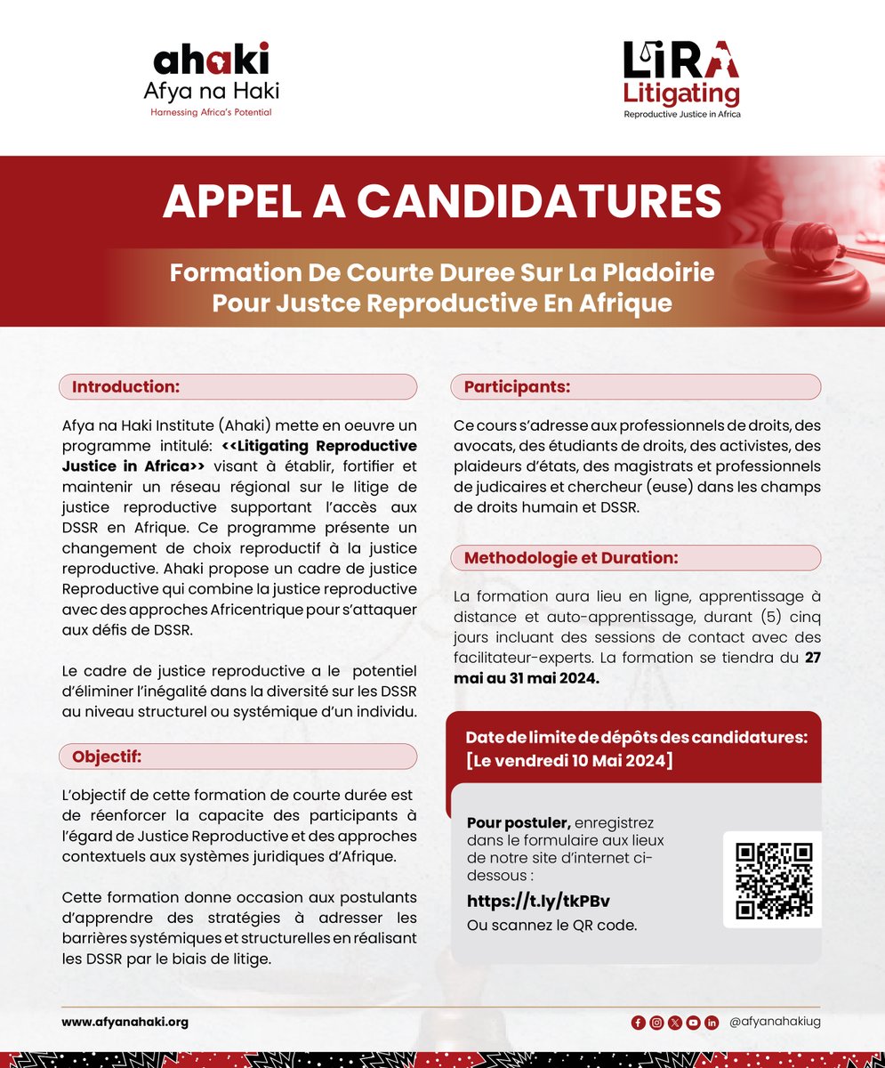 Les candidatures pour la cohorte 5 de notre cours avancé de courte durée sur le plaidoyer pour la justice reproductive en Afrique sont maintenant ouvertes ! Les praticiens du droit, les étudiants en droit, les militants, les procureurs, les magistrats et les spécialistes des…