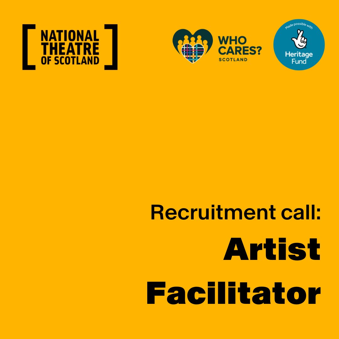 📢 NEW OPPORTUNITY 📢 
 
We are looking for an Artist Facilitator to support our new project Caring Scotland produced in partnership with @whocaresscot & funded with an award from @HeritageFundUK 

FIND OUT MORE
nationaltheatrescotland.com/jobs/caring-sc…

#NationalLottery #HeritageFund #ArtsJobs