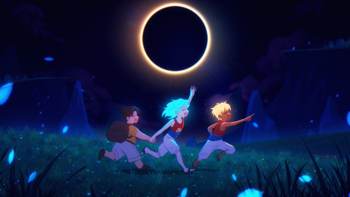 The Mooncradle Trio and the Solar Eclipse #fanart by spuddie203