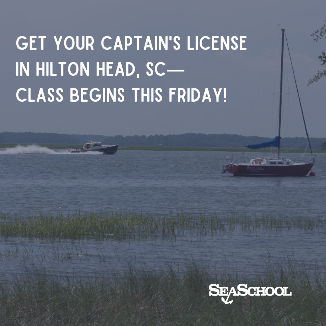 Enroll with a buddy in our #HiltonHead Captain’s Course this Friday and each save $100! Don’t miss the boat—spots are filling fast! Register online ➡️ seaschool.com or contact our #Charleston office for more details: 📞888-883-2278 📧charlestonstaff@seaschool.com