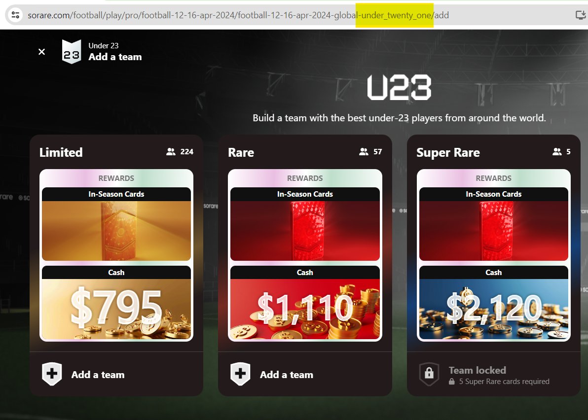 Change to #sorare U23 incoming?