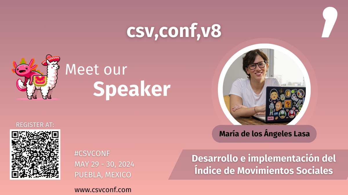 📣@Condolasa participará de #CSVCONF presentando 'Desarrollo e implementación del Índice de Movimientos Sociales'. 🎟️Regístrate ahora y acompáñanos en Puebla: eventbrite.com/e/csvconfv8-ti… 📍@BUAPoficial 🇲🇽 🗓️May 29-30 ℹ️csvconf.com