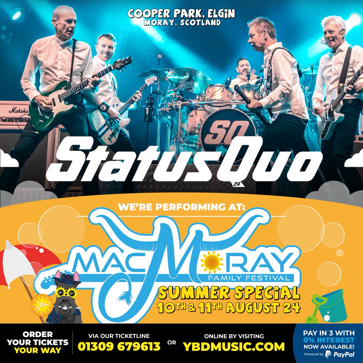 #scotland We’re looking forward to headlining MacMoray Festival Summer Special, Elgin on August 11th. Secure your tickets from ybdmusic.com/category/all-i… #statusquo #SQ24 #tour