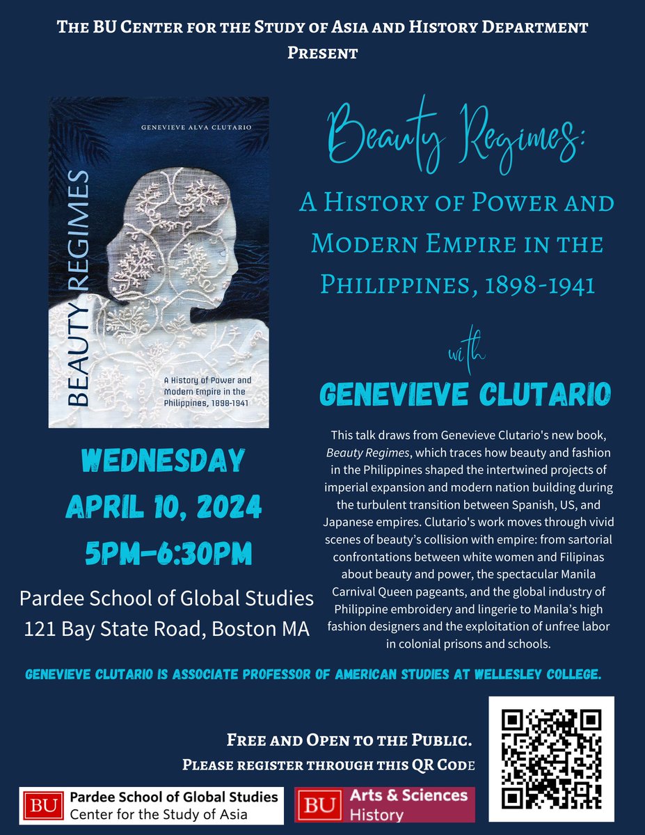 Join us for an illuminating talk with Associate Professor Genevieve Clutario as we delve into the intriguing history of 'Beauty Regimes: A History of Power and Modern Empire in the Philippines, 1898-1941'. Don't miss this fascinating exploration! Sign-Up: bit.ly/43C0vpg