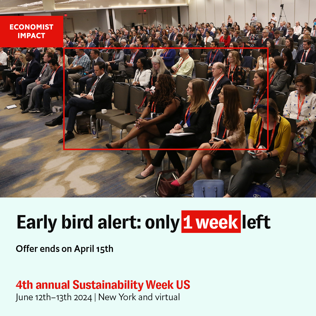 Secure your spot for the 4th annual Sustainability Week US before midnight, April 15th to save 20% off your event pass. Join us to explore the route to net zero and merge profit with sustainability. Register: econimpact.co/lu

#EconSustainability