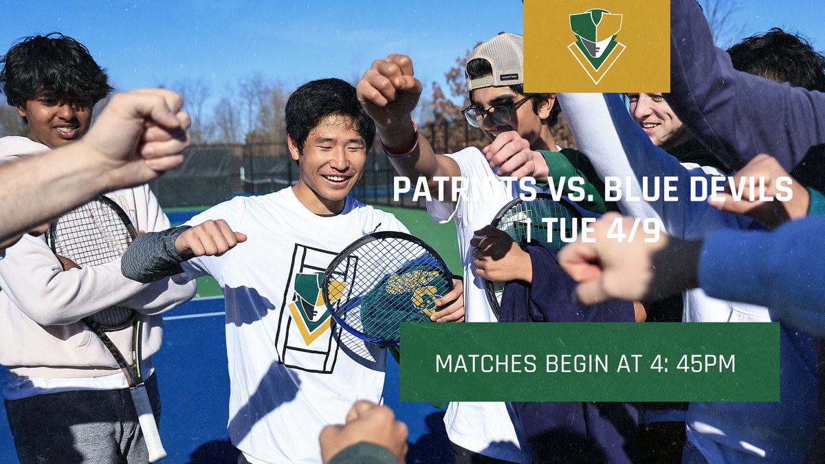The boys' tennis team will take on conference opponent Warren this afternoon, 4/9 at VHAC on our home courts. Matches will begin at 4:45pm. @shspatriot @stevensonhs #patriotpride