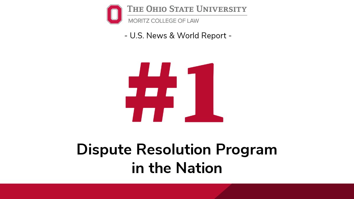 Ohio State Law is proud to once again have TEN specialty programs in the top 50, according to U.S. News & World Report. Most notably, we are excited to celebrate the first-place ranking of our Alternative Dispute Resolution program! #OhioStateLaw