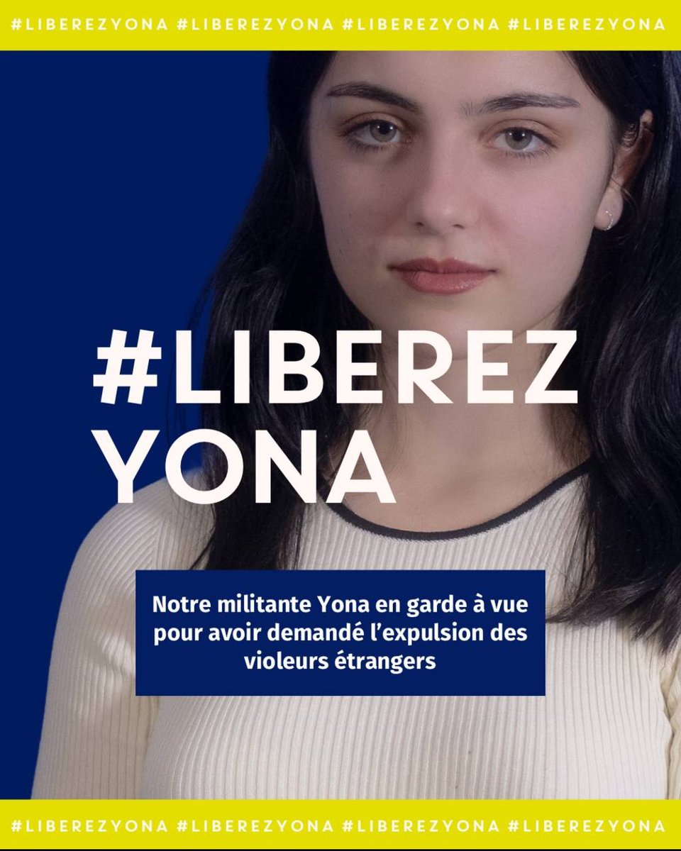 Une militante du @Coll_Nemesis est placée en garde à vue pour avoir brandi une pancarte appelant à l'expulsion des violeurs étrangers. La justice en 🇫🇷 est excessivement sévère avec certains mais terriblement laxiste avec d'autres : garde à vue et perquisition pour un message…