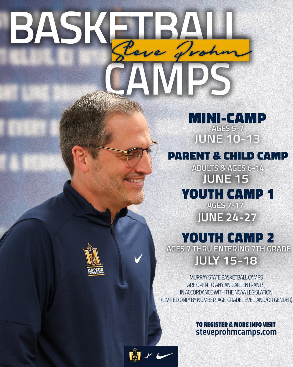 🏀 Summer Camp dates are set! Join us throughout the summer for basketball camps for all ages! 🔗: SteveProhmCamps.com #GoRacers🏇