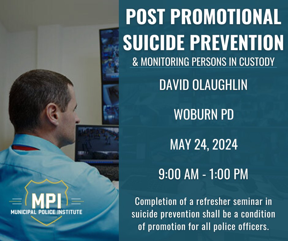 Post Promotional Suicide Prevention 
Click the link below to read more!
mpitraining.com/events/post-pr…
#police #policetraining #lawenforcement #lawenforcementtraining #massachusetts #mpi #leadership #woburn #trainwiththebest #training #suicideprevention