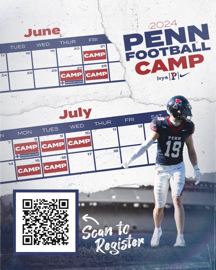 Thank you @PennFB for the camp invite, would be great to get out to compete and see what Penn football is all about! @CoachPriore @coach_ru @David_Josephson @HuskieFB @EDGYTIM @CoachChris_Roll