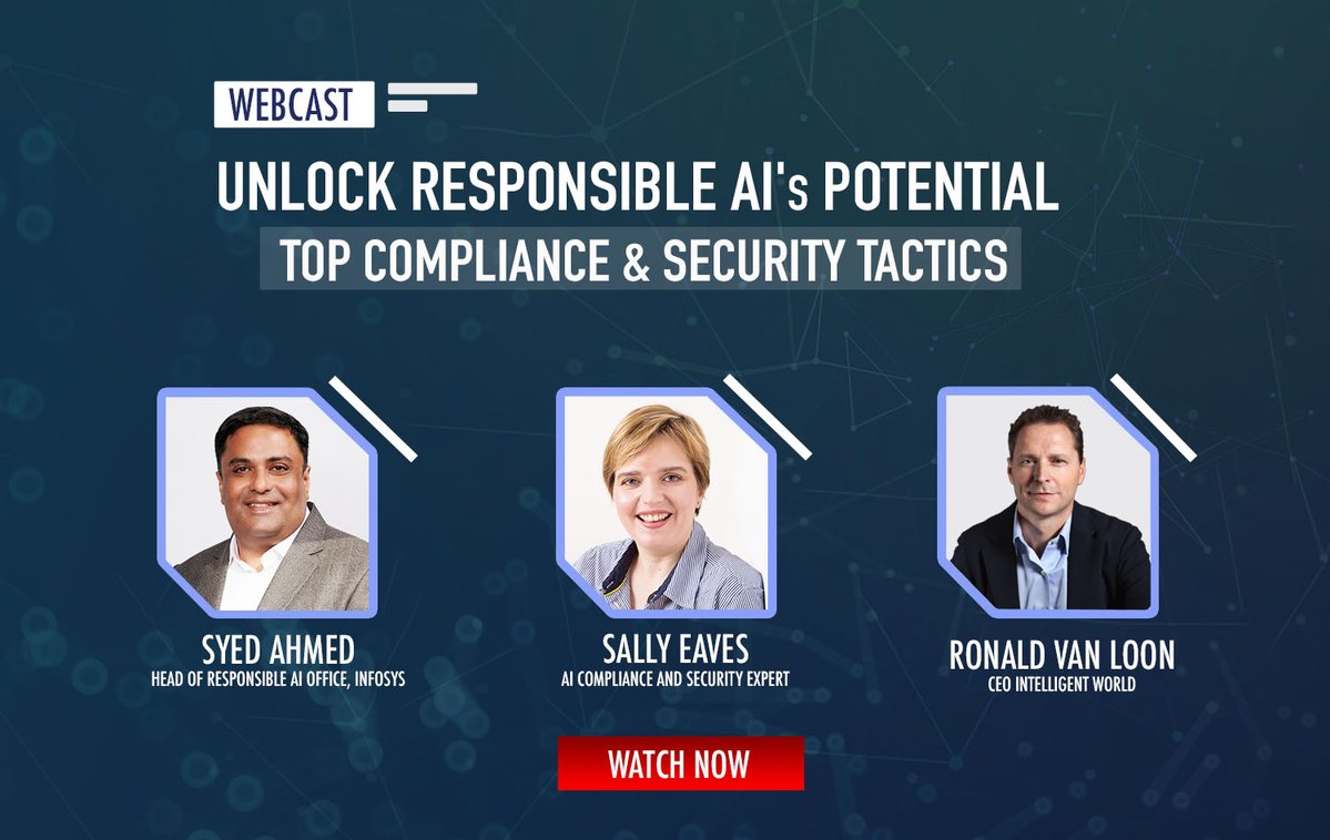 Did you know that ensuring #AI compliance and #Security is foundational to ethical AI use? Let's explore why this is crucial for both businesses and individuals. Join security expert @sallyeaves, Head of Infosys Responsible AI, Syed Ahmed, and @Ronald_vanLoon for an insightful