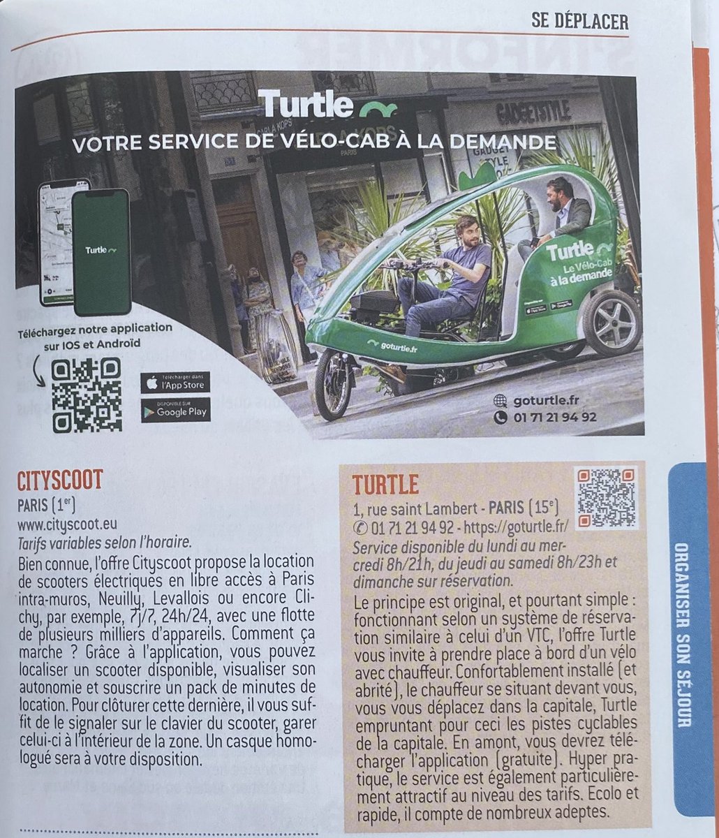🎉 Grande nouvelle ! Turtle est dans le guide touristique <a href="/guidespetitfute/">Petit Futé</a> 2024 ! 📖

Nous offrons une solution écologique et agréable pour explorer la ville, laissez-vous conduire en quelques clics sur notre app ! 🌎 

#TurtleParis #ecologie #Mobility