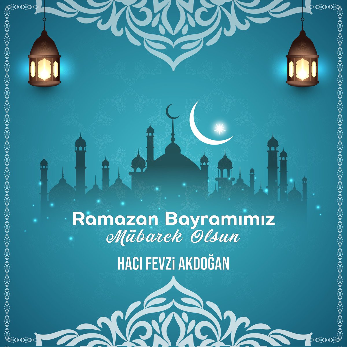 Mübarek Ramazan Bayramı’nın ülkemize, milletimize ve tüm İslâm Alemi’ne sağlık, huzur ve esenlikler getirmesini Cenab-ı Allah’tan niyaz ederim. Ramazan Bayramımız mübarek olsun.