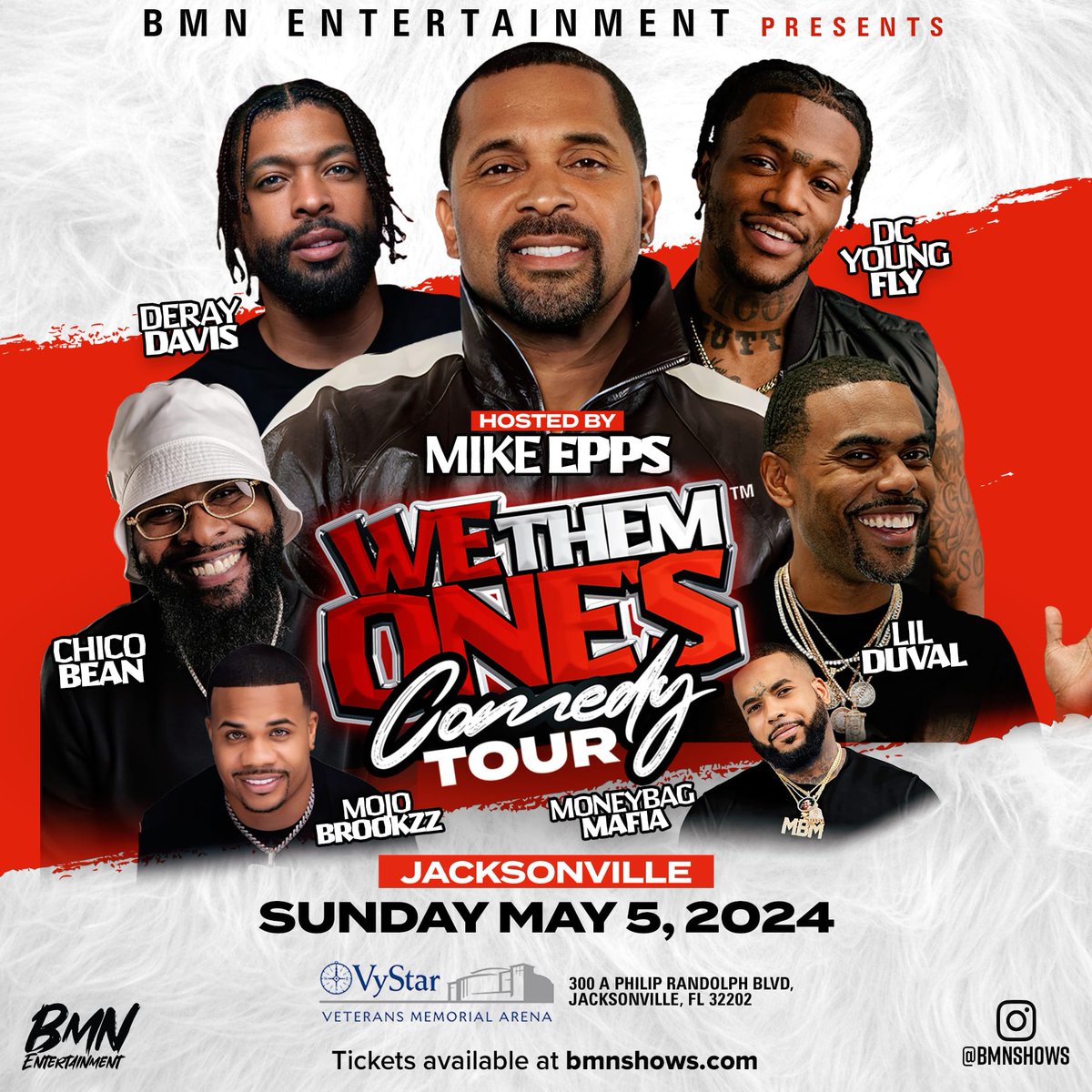 We want to send you and a friend to the We Them Ones Comedy Tour, hosted by Mike Epps, May 5th at Vystar Veterans Memorial Arena with Deray Davis, Dc Young Fly, Chico Bean, Lil Duval, Mojo Brookzz, & Moneybag Mafia. V1015.com for your chance to win a pair of tickets