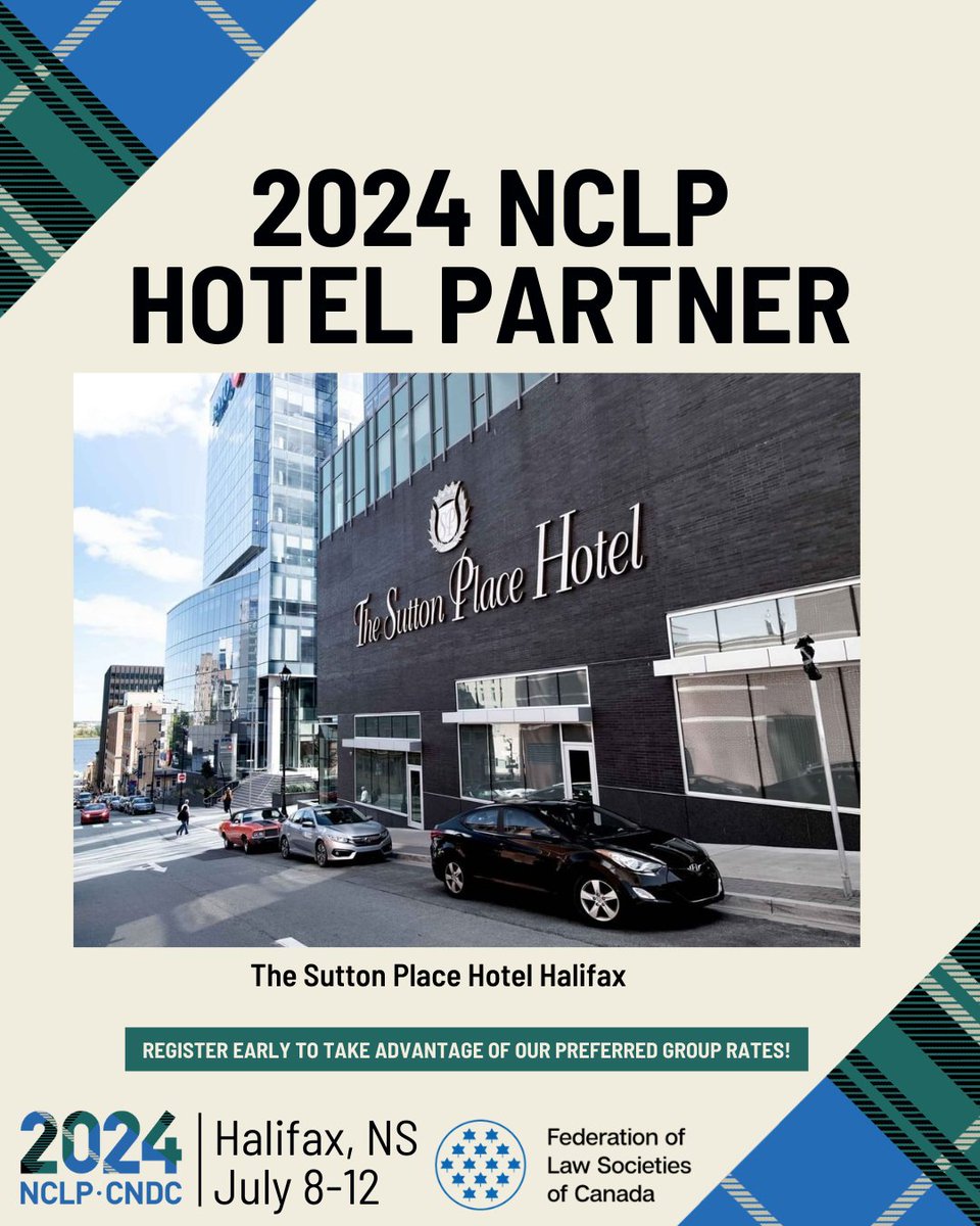 Join us at #NCLP2024! Register early for exclusive group rates & book your stay at The Sutton Place Hotel Halifax. ➡️ bit.ly/nclp2024 ⚖️