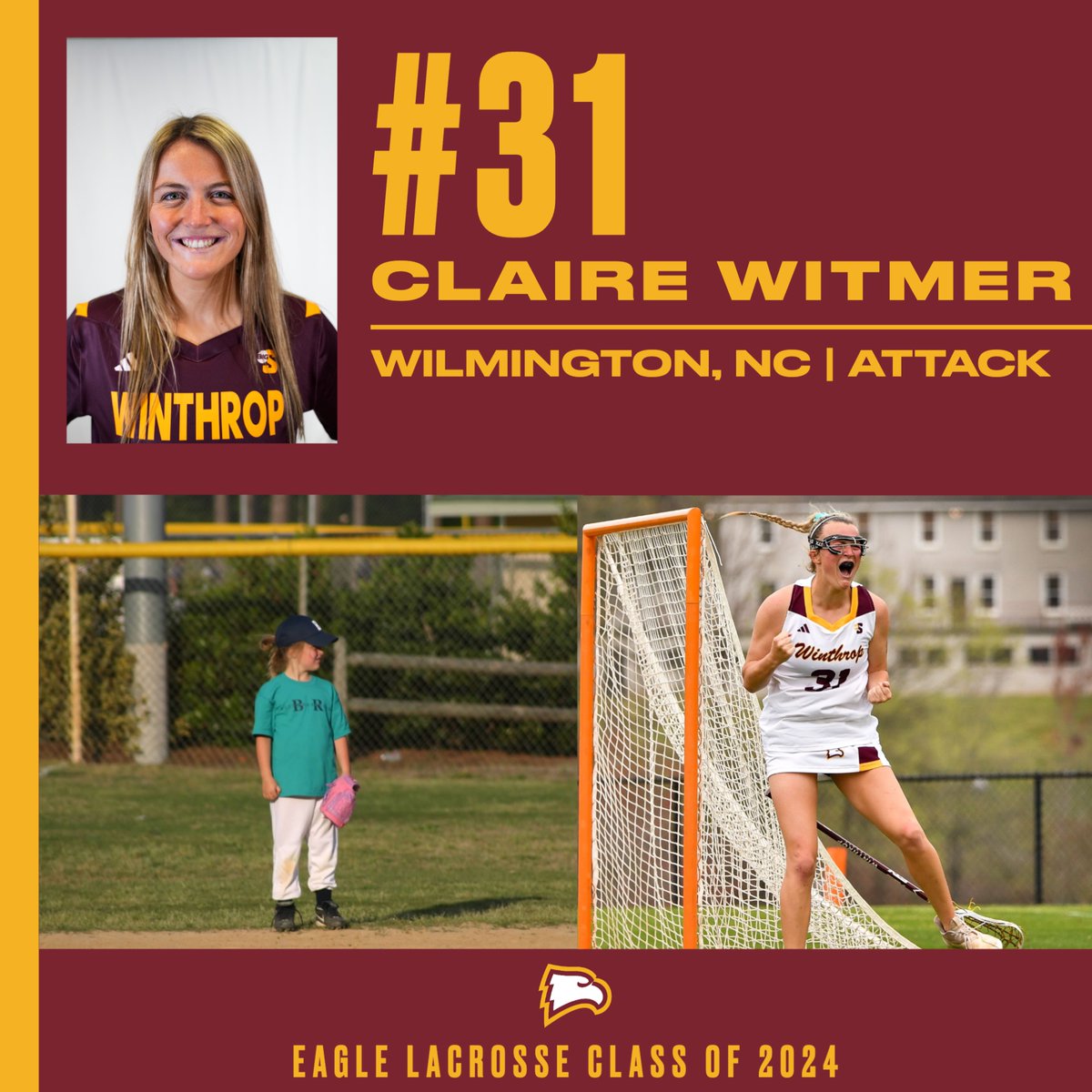 𝐎𝐔𝐑 𝐕𝐄𝐑𝐘 𝐎𝐖𝐍, 𝐂𝐋𝐀𝐈𝐑𝐄 𝐁𝐄𝐀𝐑 𝐖𝐈𝐍𝐓𝐇𝐑𝐎𝐏 💛🦅
.
From #31, "My time at Winthrop has been nothing short of amazing. Getting to play the sport I love with my best friends by my side has proven to be one of the greatest experiences I have ever been given. (1/3)