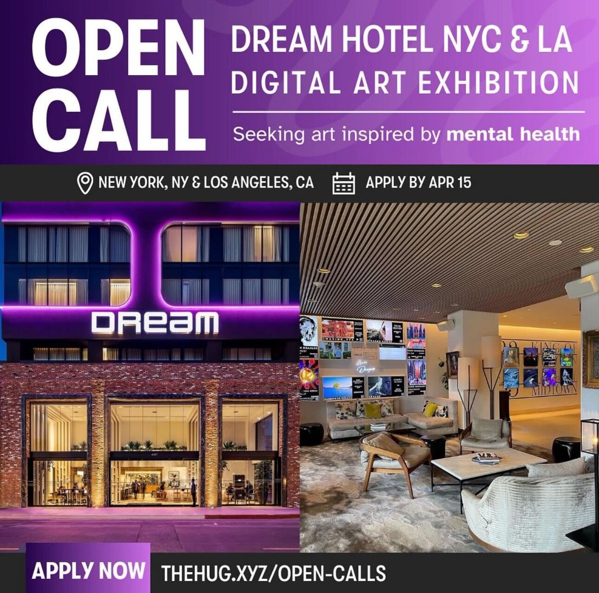 🗽🌴 Open Call to exhibit in NYC & LA In honor of May being Mental Health Awareness Month, @sheiladarcey is curating a month-long exhibition on art inspired by mental health to be displayed with the @crypt_gallery at both Los Angeles' @dreamhollywood and NYC's @dreamDWTN. Help…