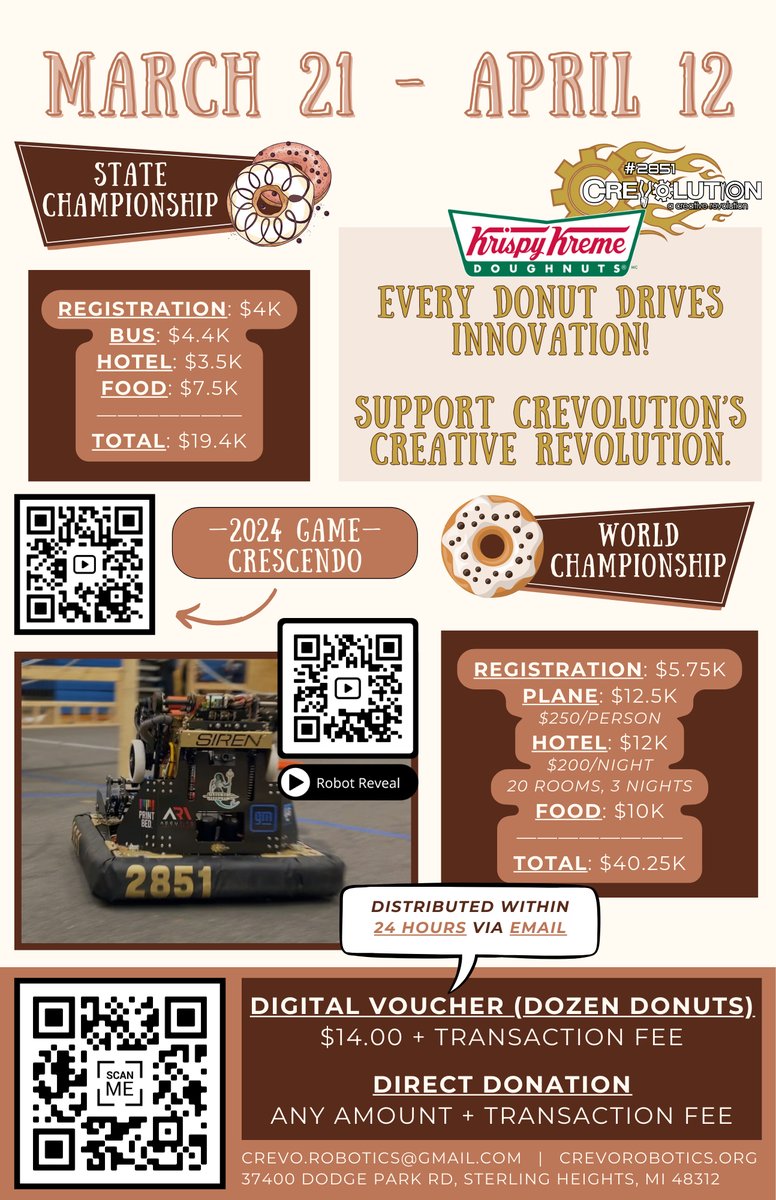 Crevolution, a districtwide FIRST robotics team, is getting ready to take on the world! Please consider supporting this team as it travels to take part in the FIRST Robotics World Championship.