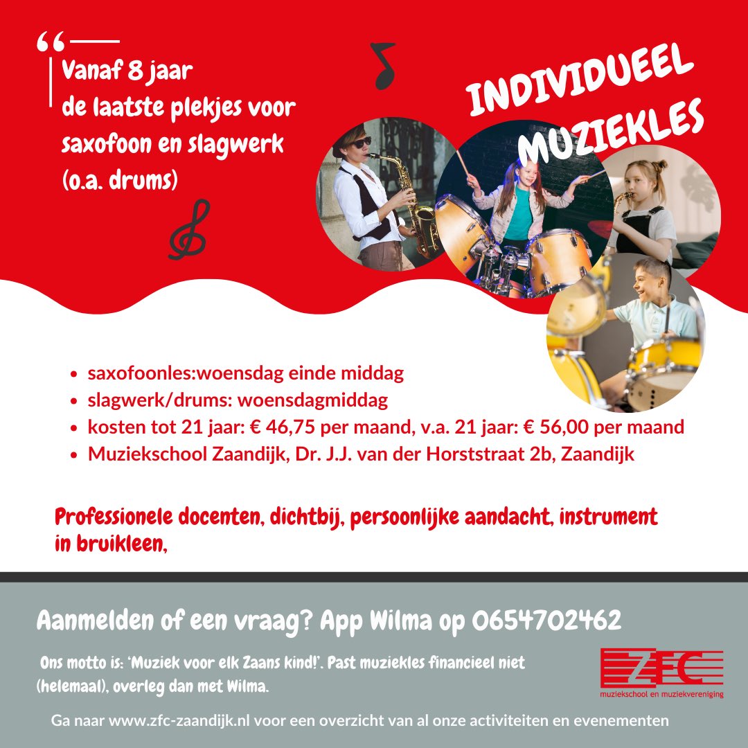 Nog een start maken met saxofoon of slagwerk/drums?⤵️